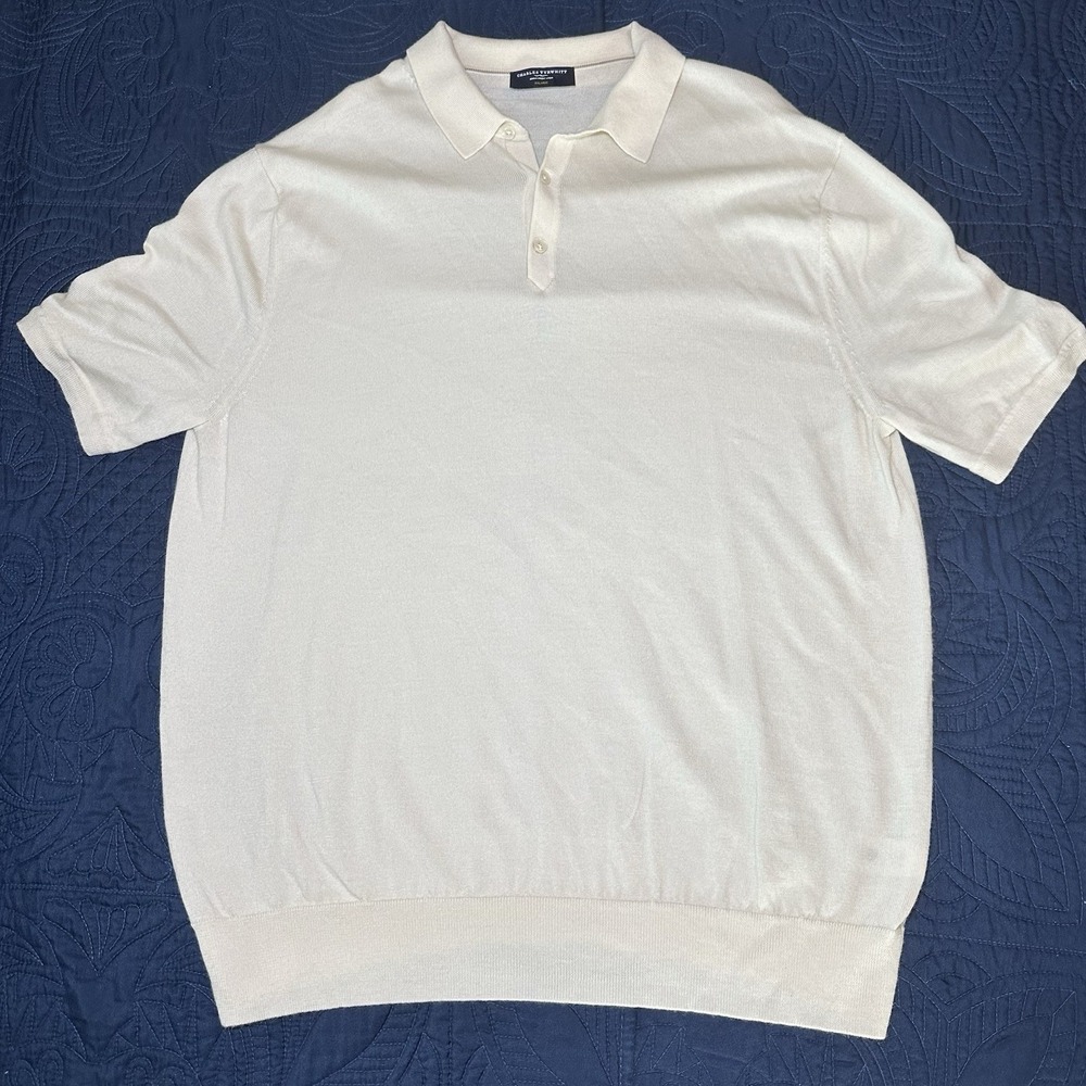 Charles Tyrwhitt Merino Wool Knitted Ivory Polo Shirt Mens Size XXL Jermyn St